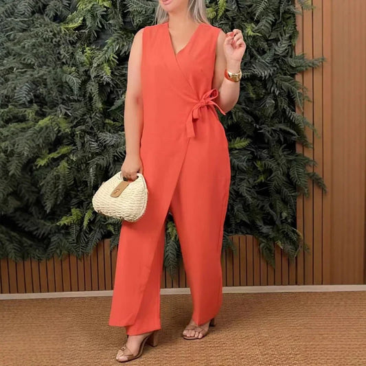 Elvoria - Elegant V-Neck Jumpsuit
