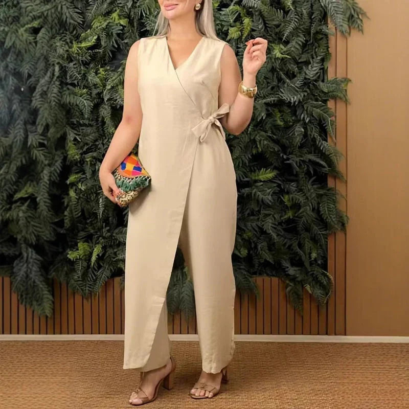 Elvoria - Elegant V-Neck Jumpsuit