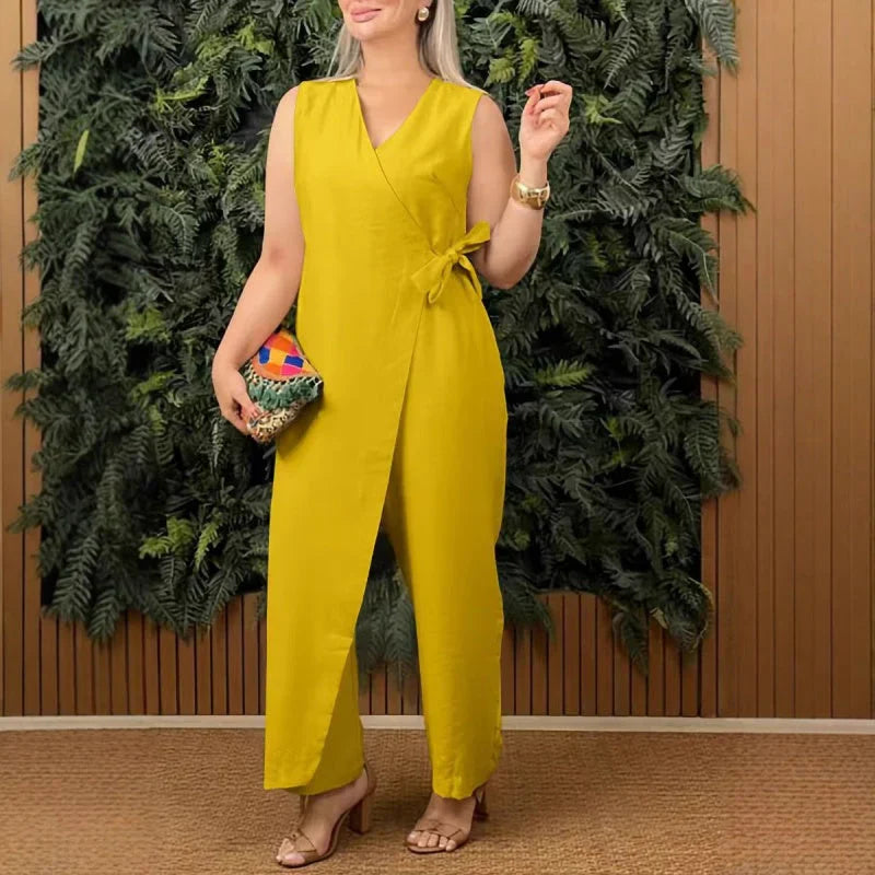 Elvoria - Elegant V-Neck Jumpsuit